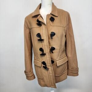 Banana Republic Toggle Duffle Peacoat Size M Tan Collared Wool Military Y2K